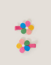2-Pack Rainbow Flower Hair Clips, , large