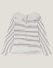 Jewel Stripe Collar Top, Ivory (IVORY), large