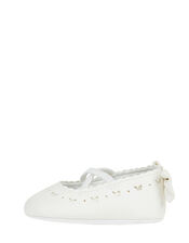 Baby Butterfly and Bowtie Shimmer Booties, Ivory (IVORY), large