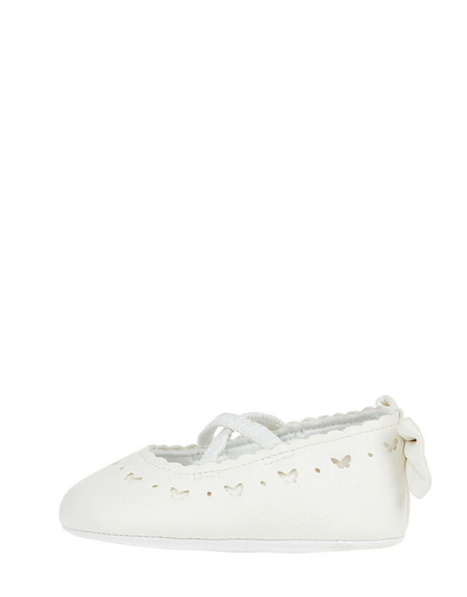 Baby Butterfly and Bowtie Shimmer Booties, Ivory (IVORY), large