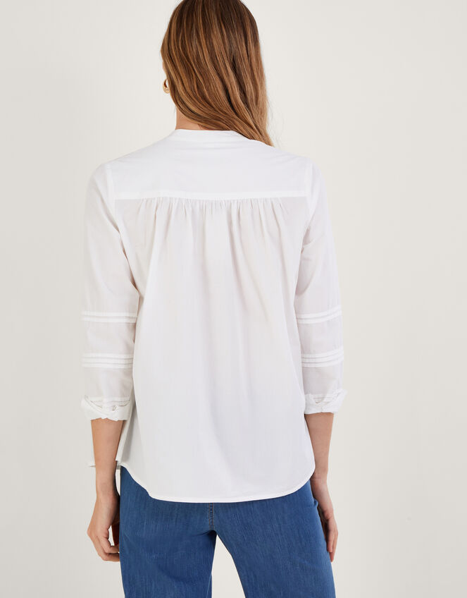 Pintuck Detail Longline Blouse	, White (WHITE), large