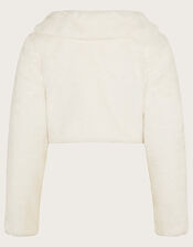 Long Sleeve Faux Fur Shrug, , large