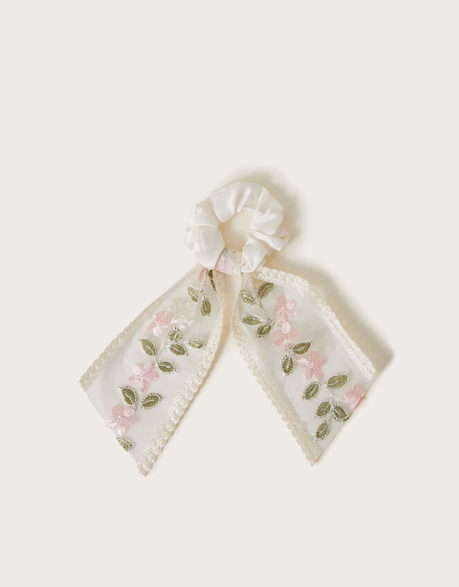 Embroidered Floral Tie Hairband, , large