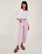 Wide Leg Crop Denim Trousers, Purple (LILAC), large
