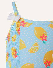 Baby Lemon Print Swimsuit, Blue (BLUE), large