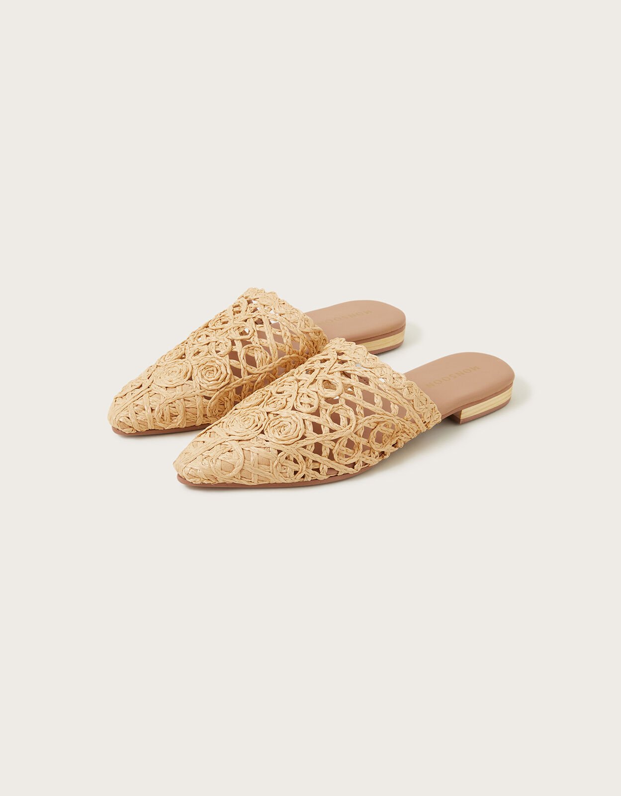 Pointed Toe Raffia Mules Natural Women s Shoes Monsoon UK