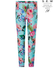 Fergie Flower Sunsafe Leggings with Recycled Polyester, Blue (TURQUOISE), large