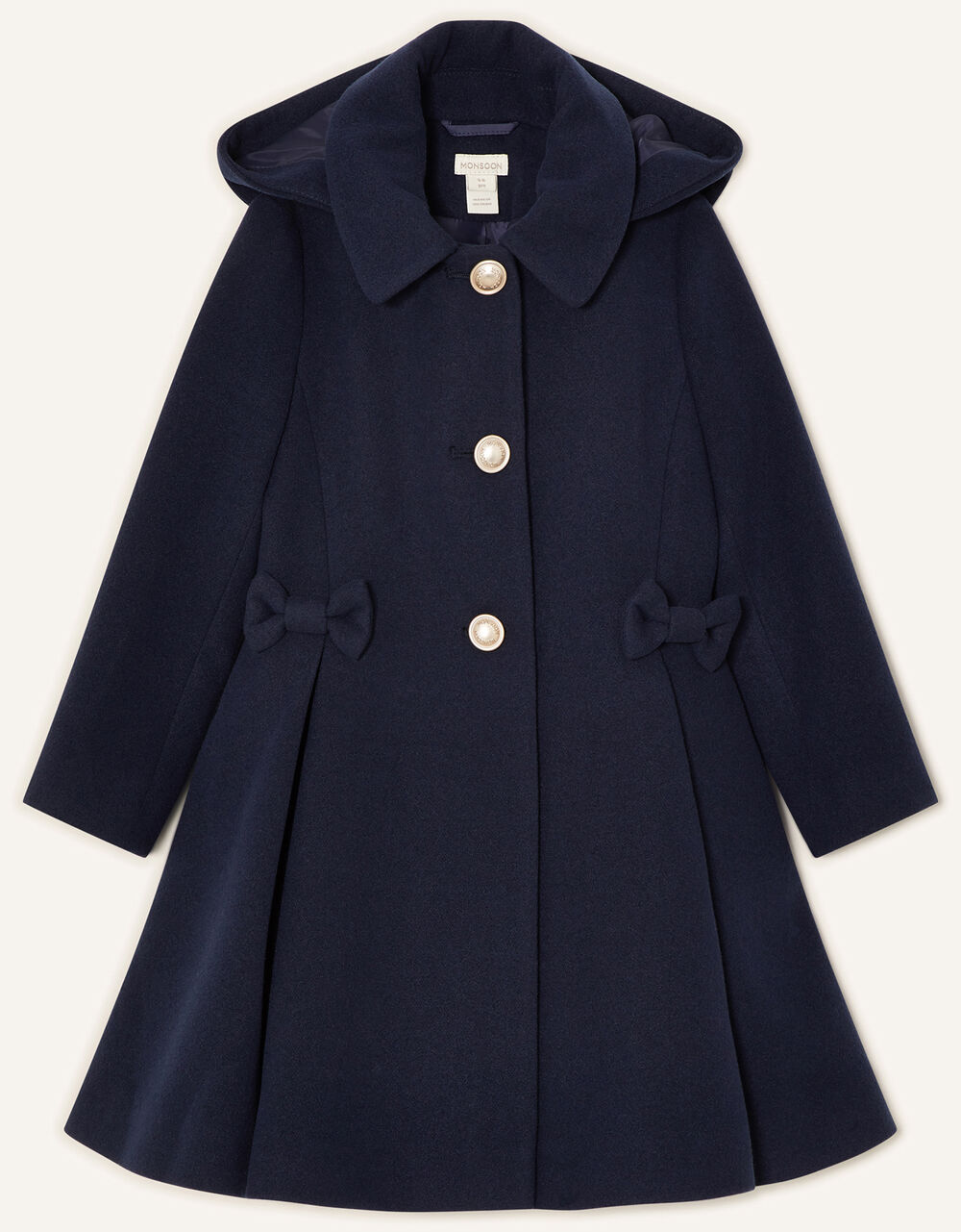 Back to School Hooded Coat Navy Girls' Coats & Jackets Monsoon UK.