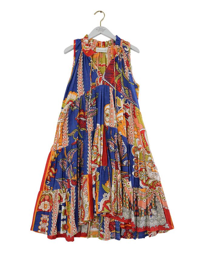 One Hundred Stars Rio Floral Swing Dress, Blue (BLUE), large