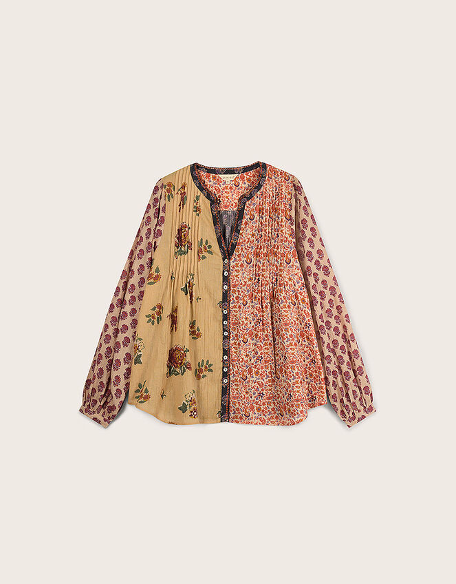 East Loran Patch Print Crinkle Cotton Top, Multi (MULTI), large