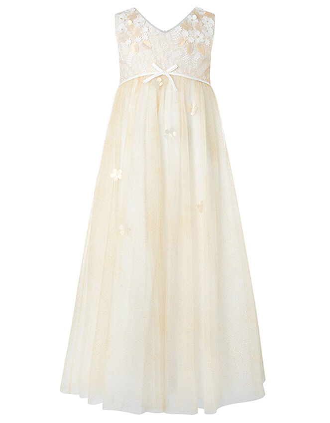 Lily Floral Maxi Dress with Glitter Skirt, Gold (GOLD), large
