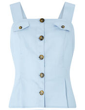 Bryony Cami in Linen Blend, Blue (BLUE), large
