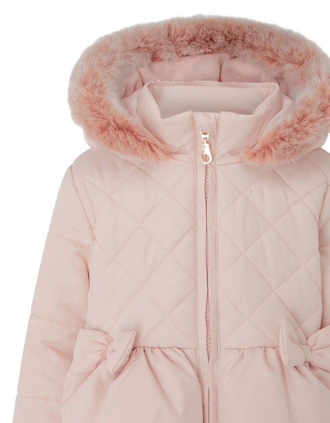 Padded Bow Puffball Coat, Pink (PINK), large
