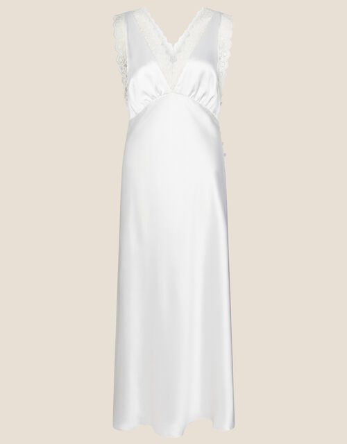 Bridal Lace Satin Premium Night Dress, Ivory (IVORY), large