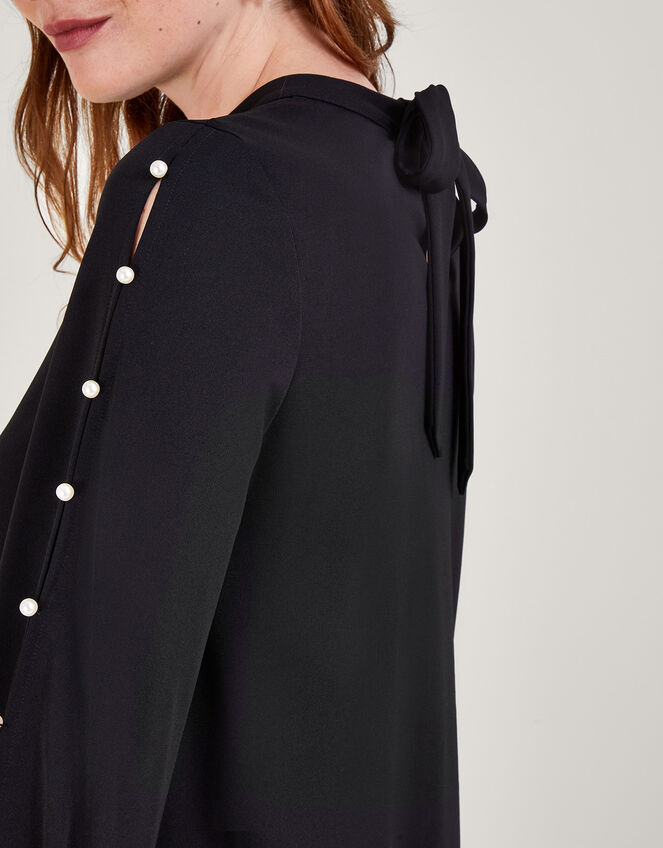 Pearl Detail Blouse, Black (BLACK), large