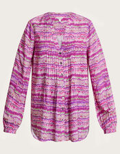 Blaire Brushstroke Print Blouse, Pink (PINK), large