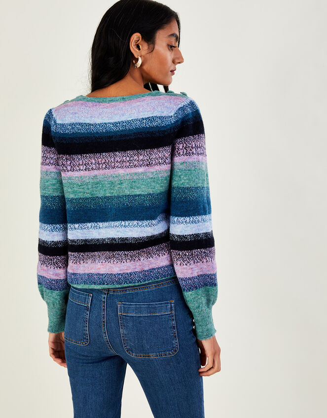 Ombre Stripe Jumper with Recycled Polyester Green | Knitwear | Monsoon UK.