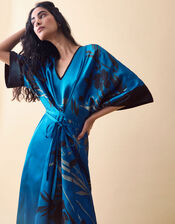 Clemence Lian Floral Print Kimono Dress, Blue (BLUE), large