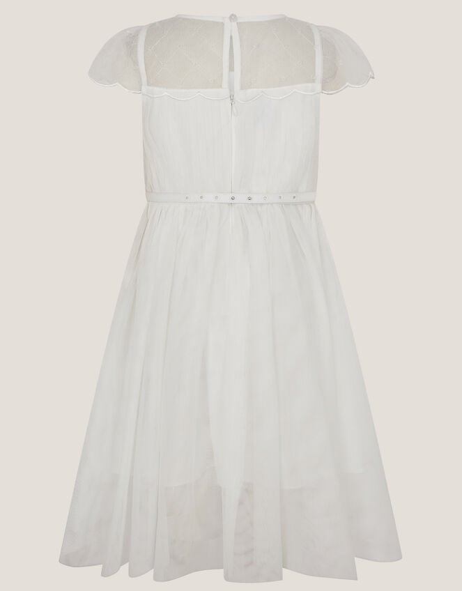 Gracia Embroidered Yoke Tulle Dress, Ivory (IVORY), large