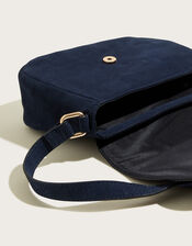 Suede Saddle Hoop Cross-Body Bag, , large