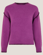Shayla Whipstitch Jumper, Purple (PURPLE), large