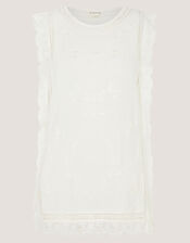 Taylor Sleeveless Embroidered Lace Top, White (WHITE), large