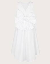 Sabrina Oversized Bow Communion Dress, White (WHITE), large