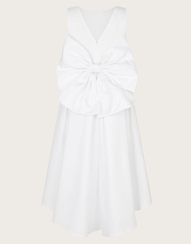 Sabrina Oversized Bow Communion Dress, White (WHITE), large