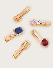 5-Pack Treasure Gemstone Hair Clips, , large
