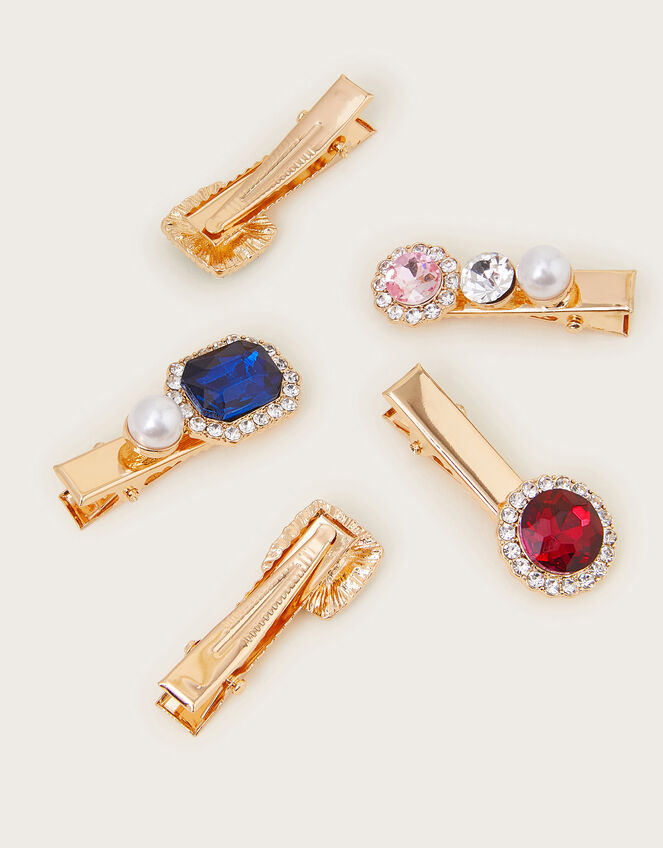 5-Pack Treasure Gemstone Hair Clips, , large