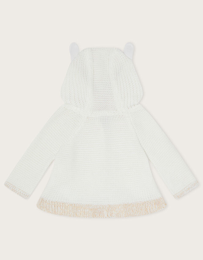 Newborn Mouse Pocket Knit Cardigan, Ivory (IVORY), large