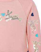 Baby Sequin Bunny Disco Dress in Pure Cotton, Pink (PINK), large
