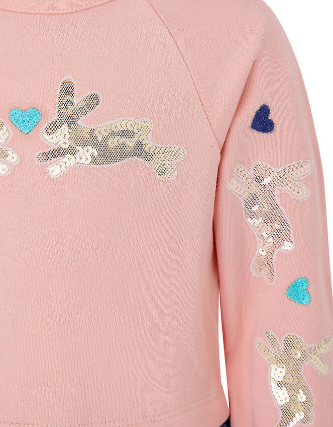 Baby Sequin Bunny Disco Dress in Pure Cotton, Pink (PINK), large