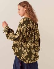 East Kris Batik Print Blouse, Green (OLIVE), large