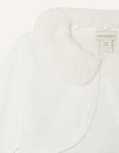 Baby Fluffy Collar Super-Soft Cardigan, Ivory (IVORY), large