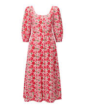 India & Mills Lottie Poppy Print Midi Dress, Pink (PINK), large
