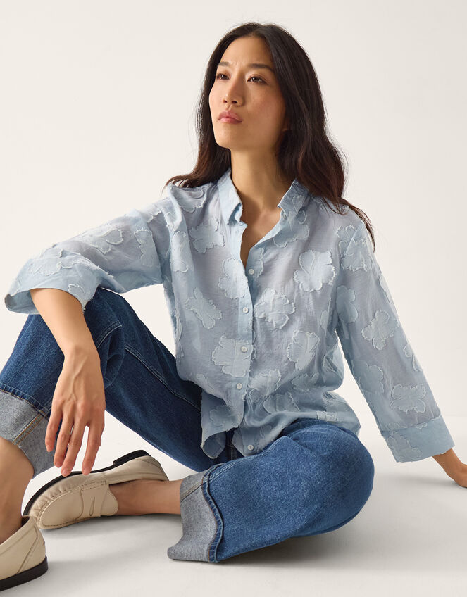 Ayla Jacquard Shirt, Blue (BLUE), large