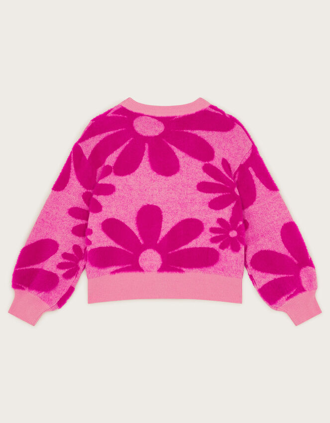 Floral V-Neck Cardigan, Red (RED), large