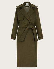Ollie Belted Trench Coat, Green (KHAKI), large