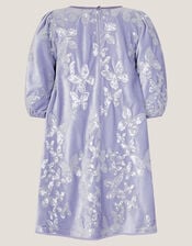 Sequin Butterfly Velvet Party Dress, Purple (LILAC), large