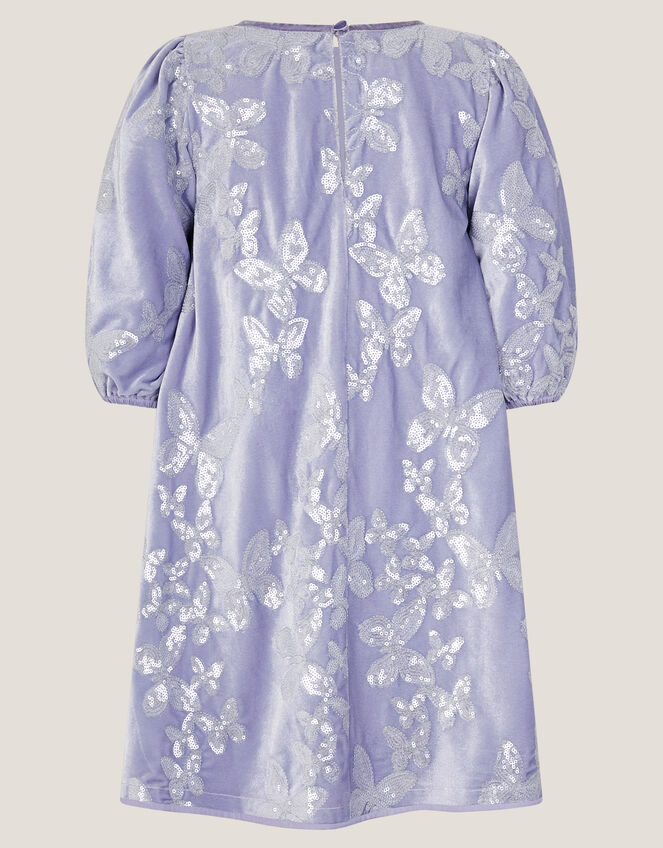 Sequin Butterfly Velvet Party Dress, Purple (LILAC), large