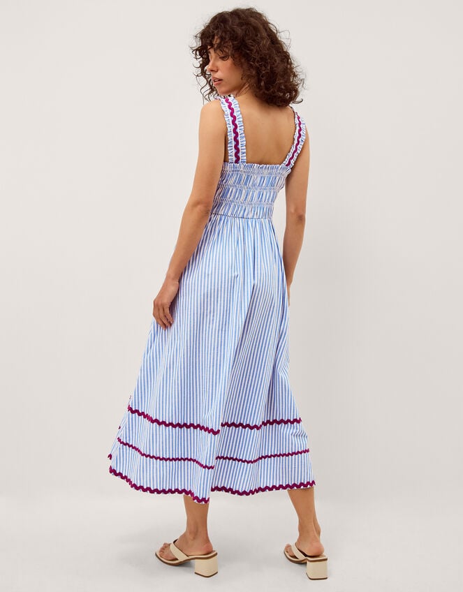 Sloane Floral Stripe Midi Dress, Blue (BLUE), large