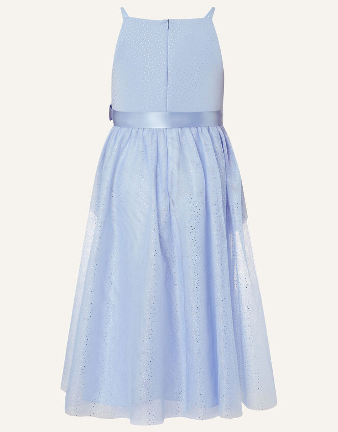 Foil Print Sleeveless Dress , Blue (PALE BLUE), large