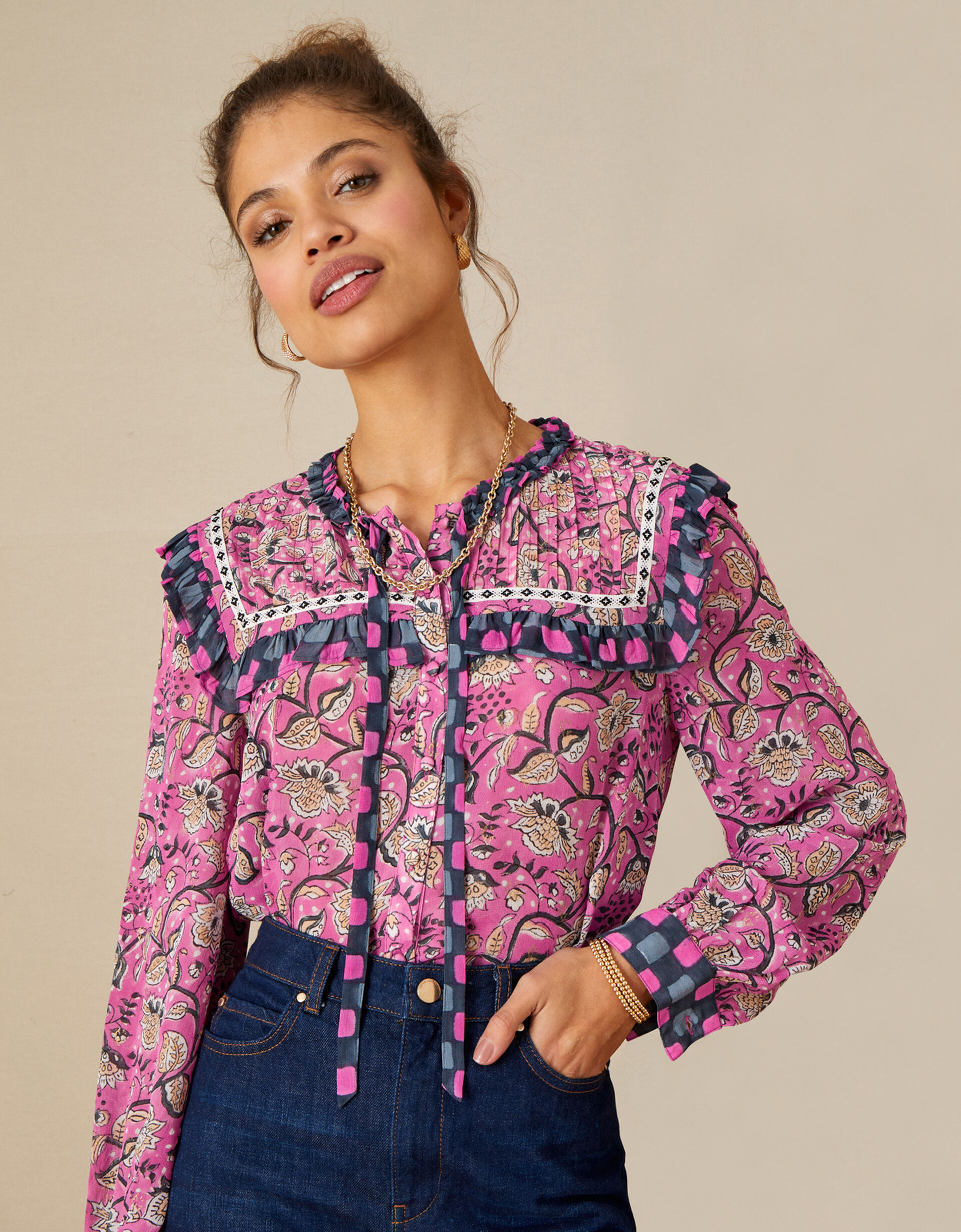 Block Print Floral Blouse