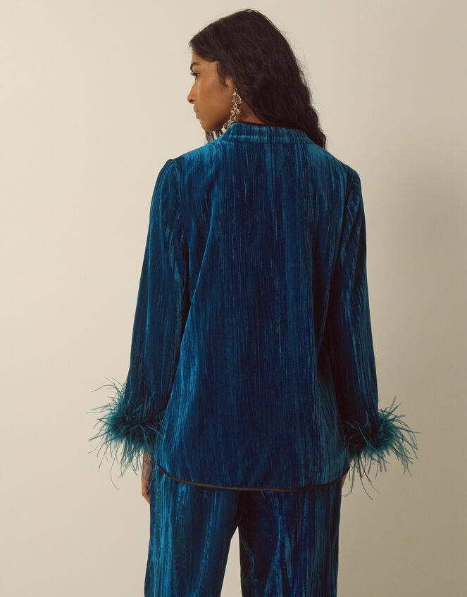 Quinn Frogging Feather Velvet Jacket, Teal (TEAL), large