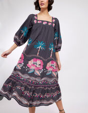 East Zarella Embroidered Dress, Grey (CHARCOAL), large