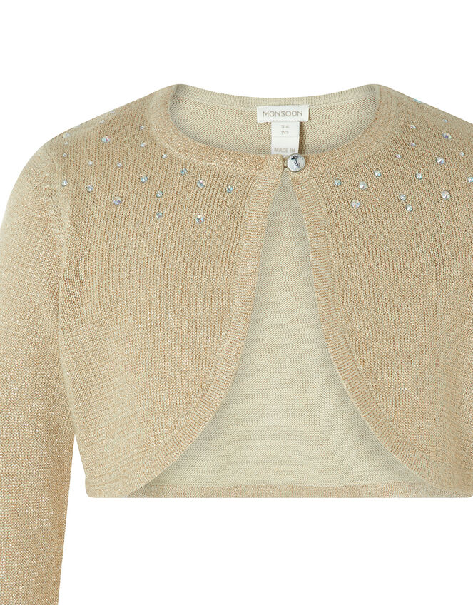 Niamh Crystal Knitted Cardigan, Gold (GOLD), large