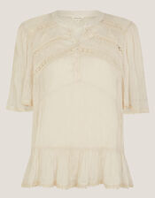 Edith Floaty Lace Top, Ivory (IVORY), large