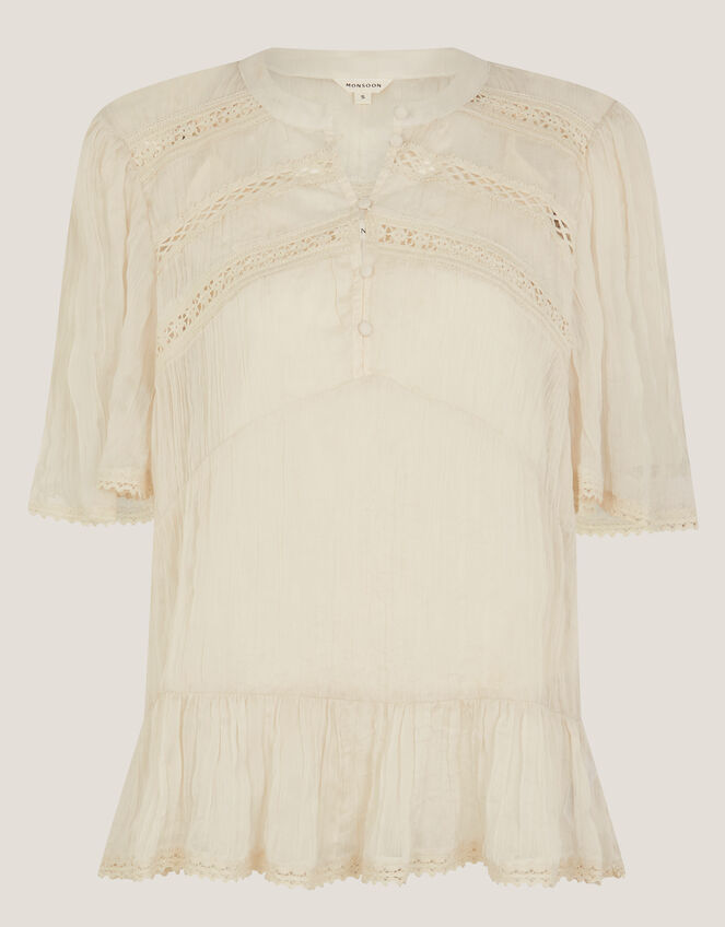 Edith Floaty Lace Top, Ivory (IVORY), large