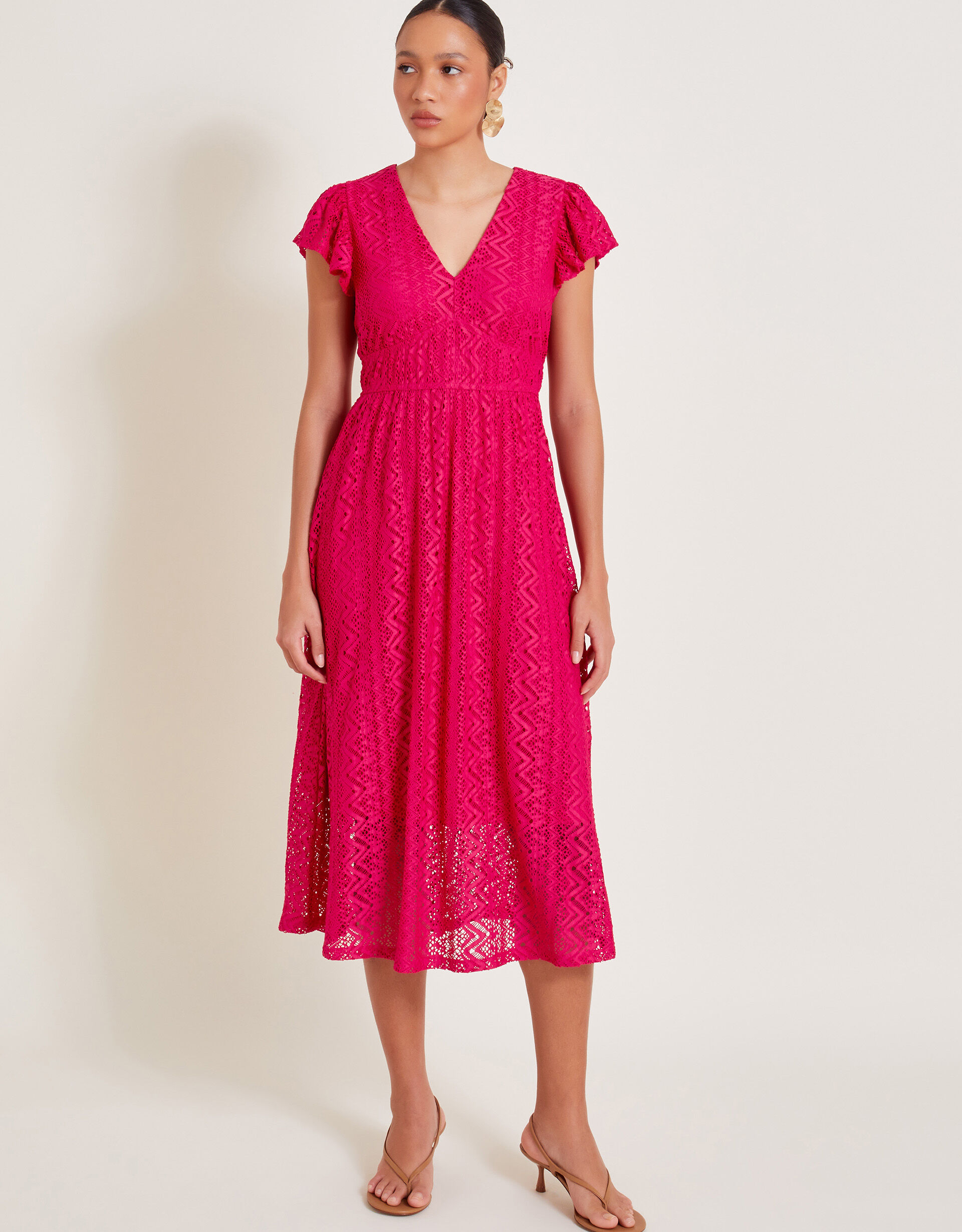 Monsoon red lace dress hotsell